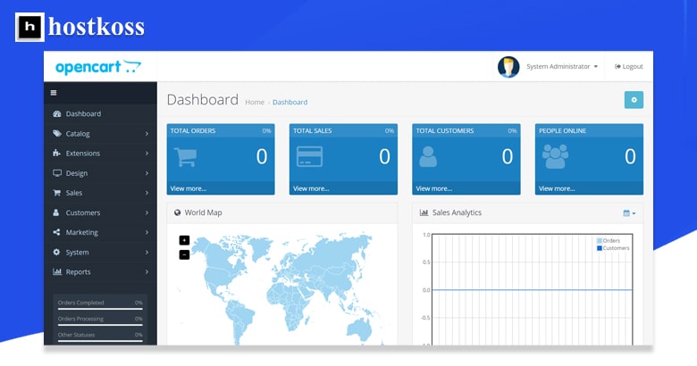 Pannello di amministrazione di OpenCart