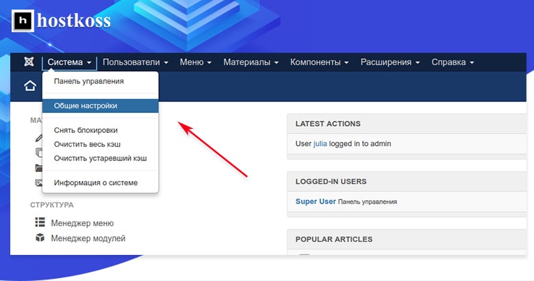 Ustawienia ogólne-Joomla