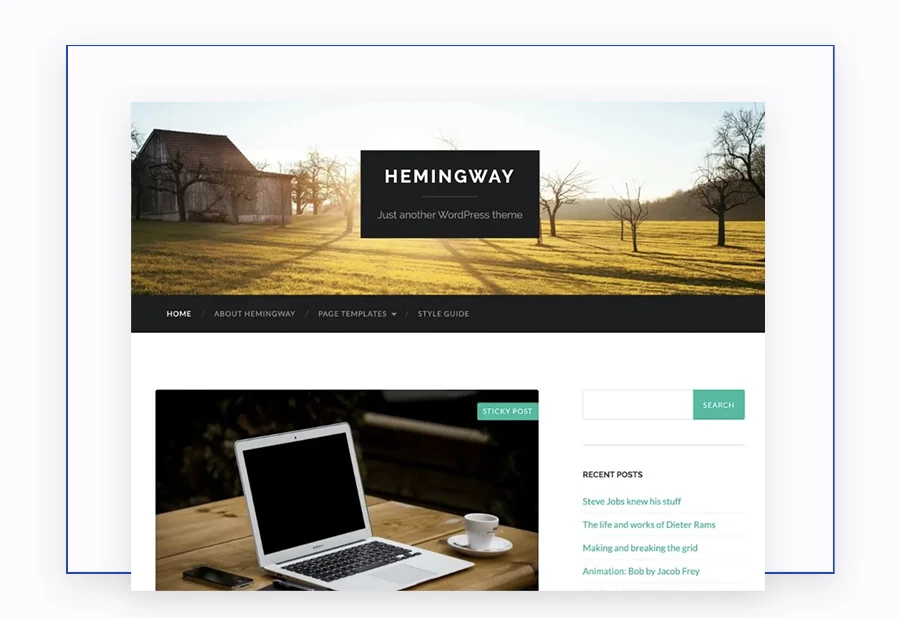 3.Hemingway-vapaa-wordpress-blogi-teemat