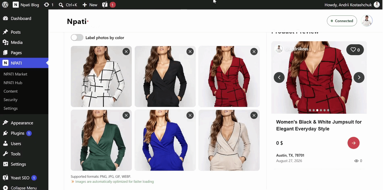 NPATI Content Automation photo color labels for marketplace listings